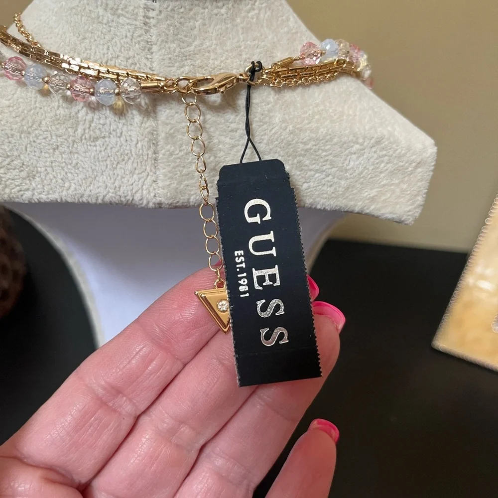 New! Guess Gold-Tone Mixed Stone Layered
Necklace, 16 2 extender - Picture 7 of 10